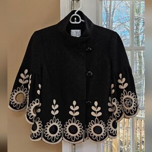 Vintage Tibi Size 6 Charcoal Gray Wool Jacket with Cut Outs Preloved